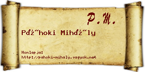 Páhoki Mihály névjegykártya