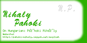 mihaly pahoki business card